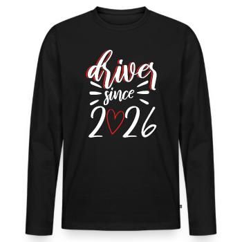 Driving License 2026 Driving Test Driving License Test - Men's Premium Organic Long Sleeve Shirt - black - Front - Nico (187cm)