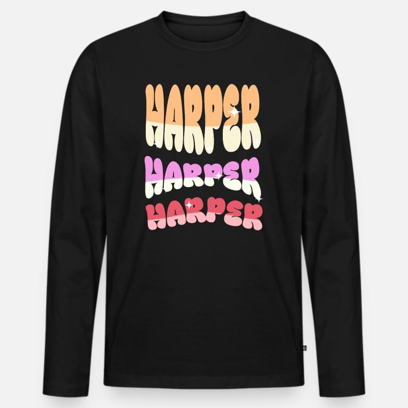 Harper - Männer Premium Bio Langarmshirt - Schwarz