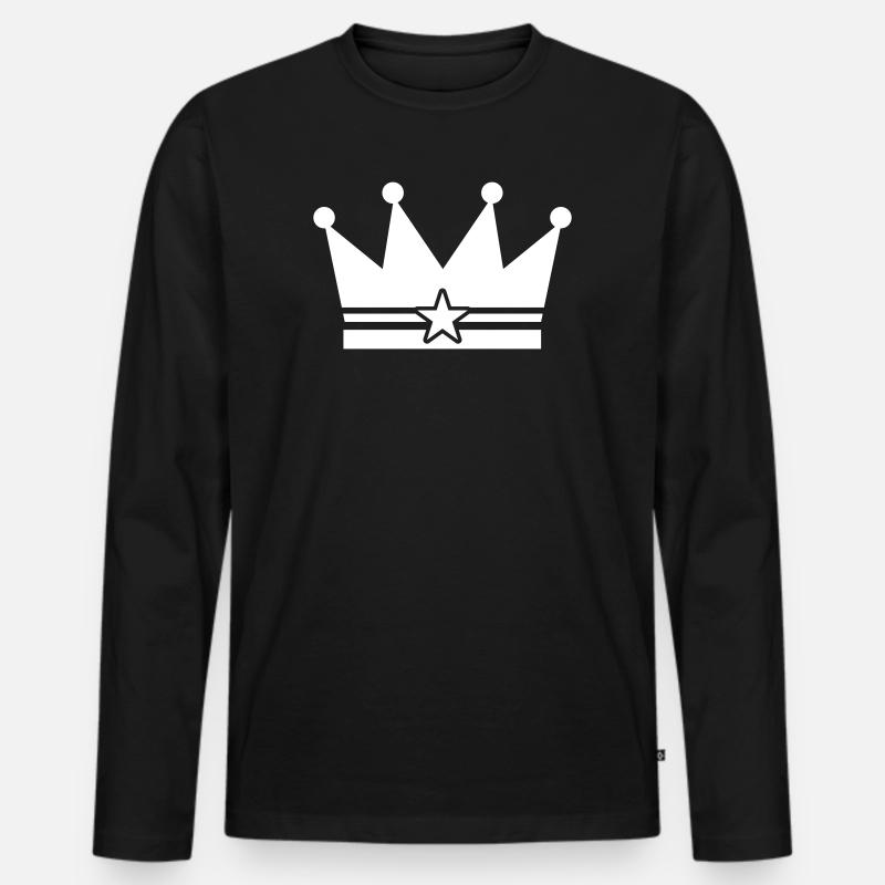 Krone Symbol - Männer Premium Bio Langarmshirt - Schwarz