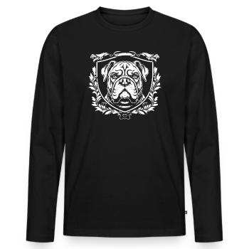 Bulldoggen-Wappen im Barock - Männer Premium Bio Langarmshirt - Schwarz - Vorne - Nico (187cm)