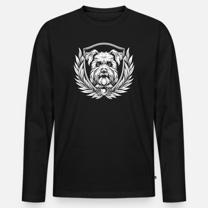 Wappenhund mit Lorbeer - Männer Premium Bio Langarmshirt - Schwarz