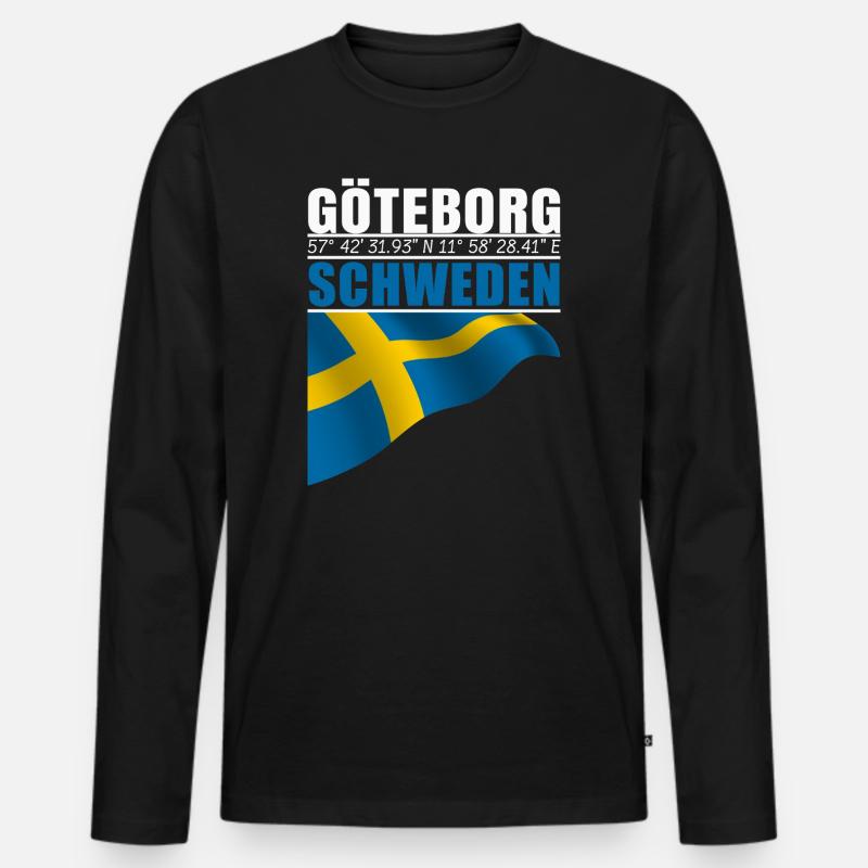 Göteborg - Männer Premium Bio Langarmshirt - Schwarz