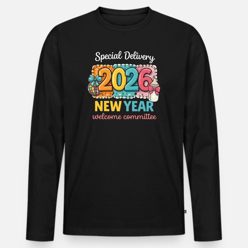 Neujahr 2026 Speziallieferung - Männer Premium Bio Langarmshirt - Schwarz