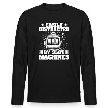 Casino Gambler Easily Distracted By Gambling - Männer Premium Bio Langarmshirt - Schwarz - Vorne - Nico (187cm)