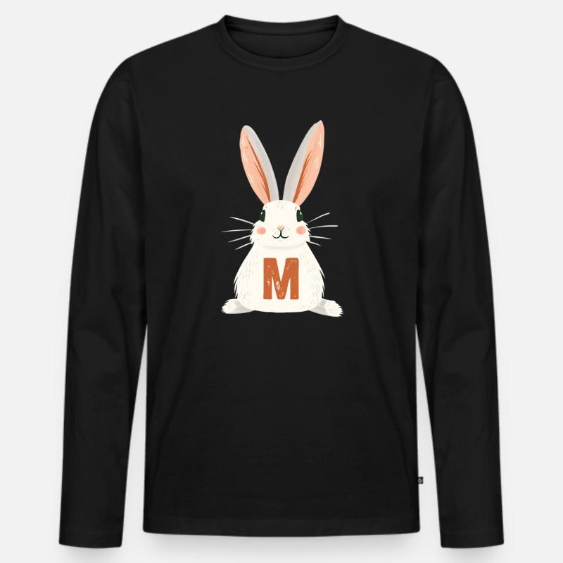 M -Buchstabe - Hase - Personalisierbar - Männer Premium Bio Langarmshirt - Schwarz