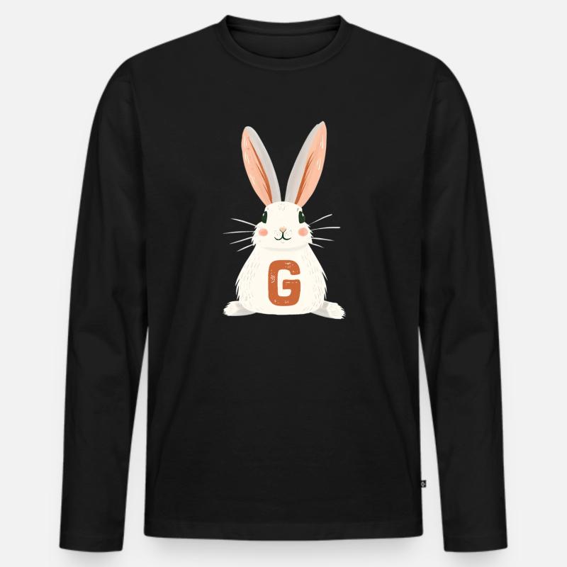 G -Buchstabe - Hase - Personalisierbar - Männer Premium Bio Langarmshirt - Schwarz
