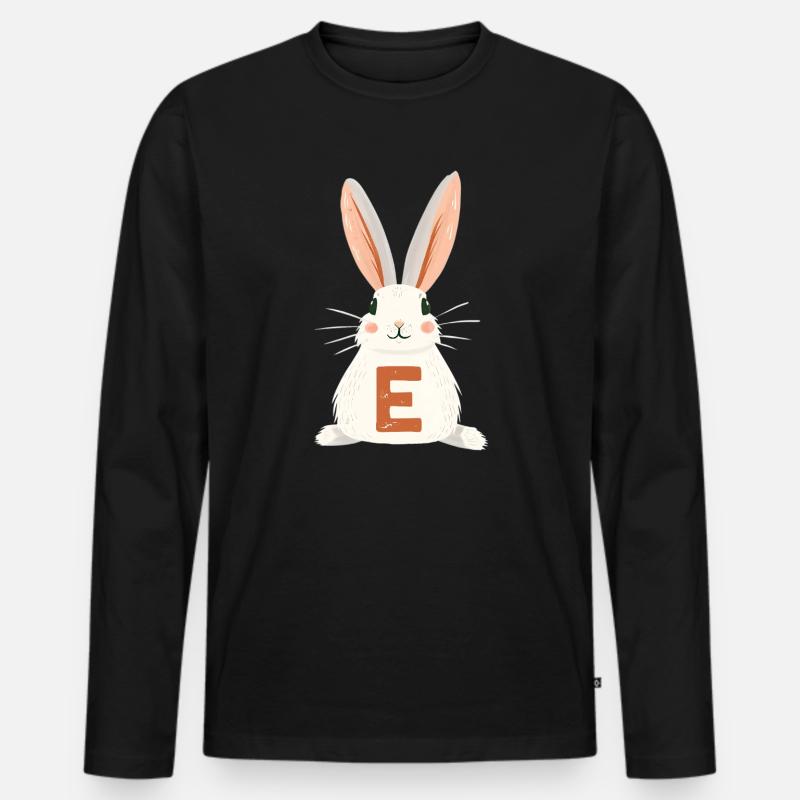 E -Buchstabe - Hase - Personalisierbar - Männer Premium Bio Langarmshirt - Schwarz