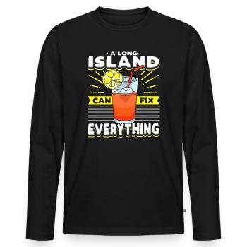 Long Island Can Fix Everything Cocktail Art Tea - Men's Premium Organic Long Sleeve Shirt - black - Front - Nico (187cm)