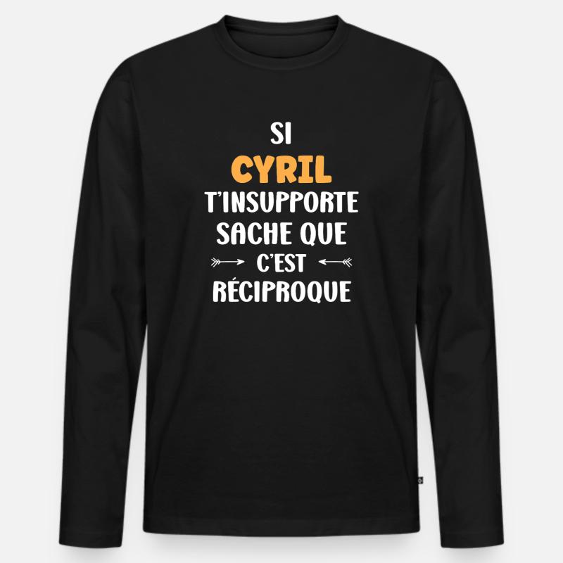 CYRIL - Männer Premium Bio Langarmshirt - Schwarz