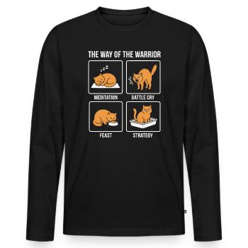  Funny Cat The Way of the Warrior Samurai Orange - Männer Premium Bio Langarmshirt - Schwarz - Vorne - Nico (187cm)