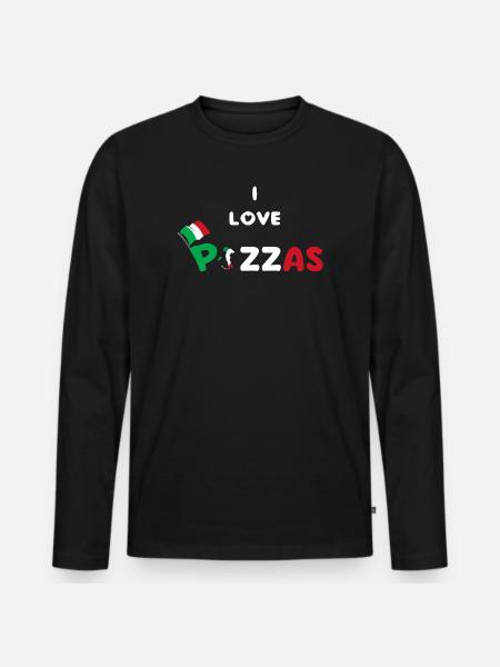 Italienische Pizza Pazzaiolo - Männer Premium Bio Langarmshirt - Schwarz