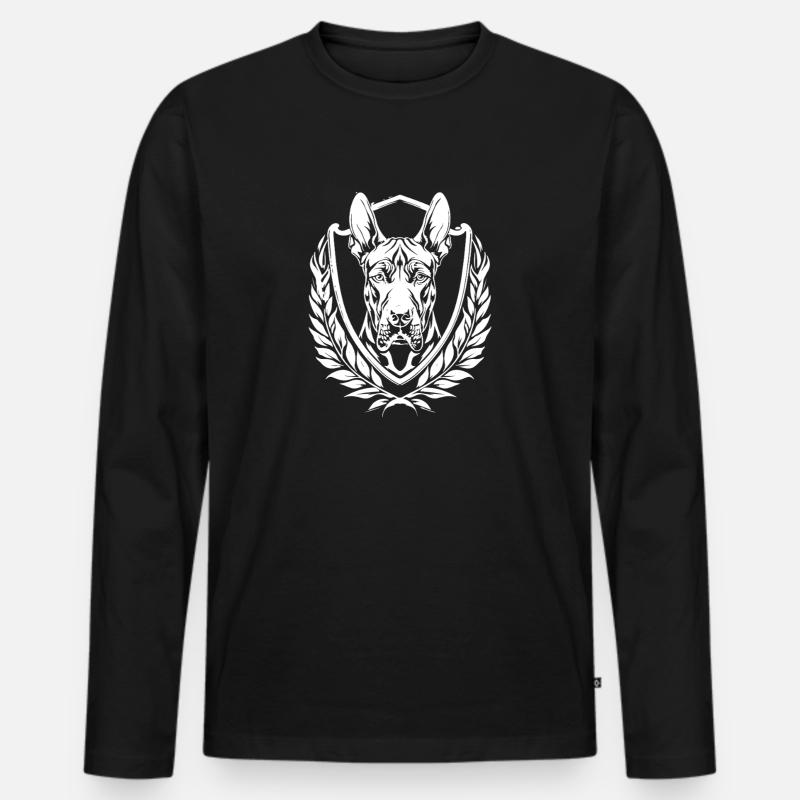 Wächterhund im Wappen-Design - Männer Premium Bio Langarmshirt - Schwarz