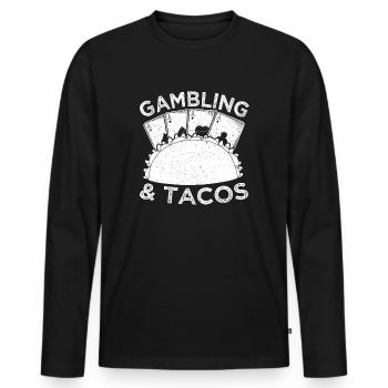 Casino Gambler Tacos Gambling - Männer Premium Bio Langarmshirt - Schwarz - Vorne - Nico (187cm)