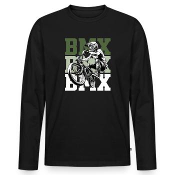 BMX Rider Design – Street & Dirt Bike Style - Men's Premium Organic Long Sleeve Shirt - black - Front - Nico (187cm)