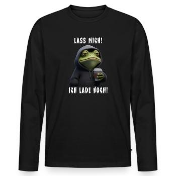 Laisse-moi partir! Je charge encore ! – Humour de grenouille fatiguée - T-shirt manches longues Premium bio Homme - noir - Devant - Nico (187cm)