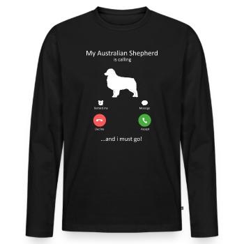 Mon berger australien appelle l’art incontournable - T-shirt manches longues Premium bio Homme - noir - Devant - Nico (187cm)