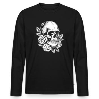 Skulls and roses - Men's Premium Organic Long Sleeve Shirt - black - Front - Nico (187cm)
