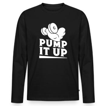 Gym Junkies Pump It Up Calisthenics Fitness - Männer Premium Bio Langarmshirt - Schwarz - Vorne - Nico (187cm)