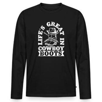 Rodeo Horse Riding Great Cowboy Boots Cowboy - Männer Premium Bio Langarmshirt - Schwarz - Vorne - Nico (187cm)