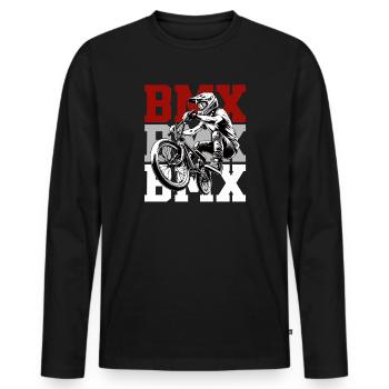 Conception des actions de saut BMX Rider - T-shirt manches longues Premium bio Homme - noir - Devant - Nico (187cm)