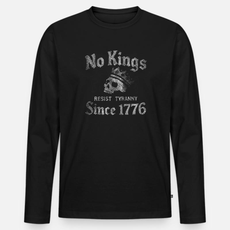 No Kings Krone Skull Widerstand - Männer Premium Bio Langarmshirt - Schwarz