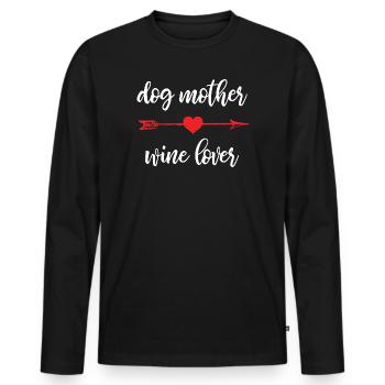 Dog Mother Wine Lover Hunde T-Shirt - T-shirt manches longues Premium bio Homme - noir - Devant - Nico (187cm)