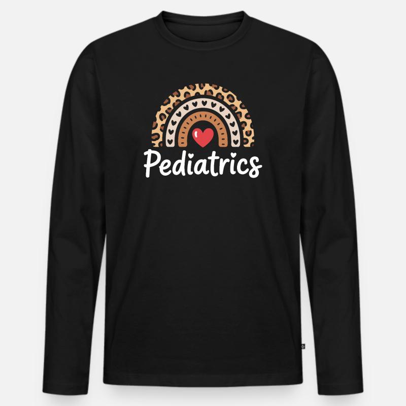 Pädiatrie Regenbogen Herz - Männer Premium Bio Langarmshirt - Schwarz