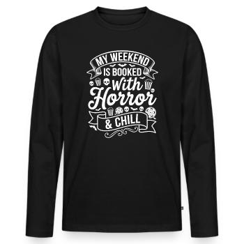 Mein Horror-Wochenende: Horror & Chill - Männer Premium Bio Langarmshirt - Schwarz - Vorne - Nico (187cm)