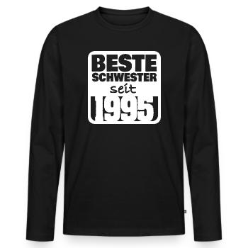 Siblings 1995 - Men's Premium Organic Long Sleeve Shirt - black - Front - Nico (187cm)