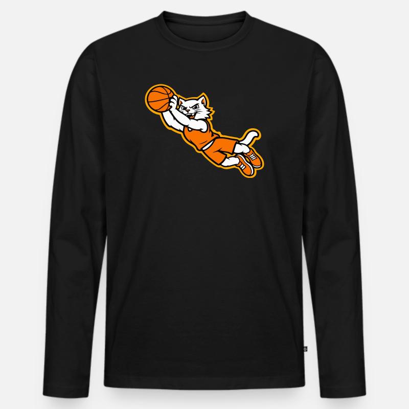 Wildcat-Basketball Flying Dunk Maskottchen - Männer Premium Bio Langarmshirt - Schwarz