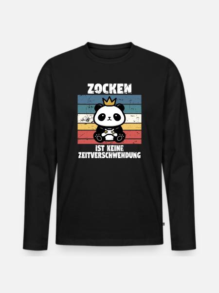 zocken ist keine zeitverschwendung - Männer Premium Bio Langarmshirt - Schwarz