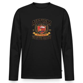Autism University – Lustige Gen-Alpha-Memes - Männer Premium Bio Langarmshirt - Schwarz - Vorne - Nico (187cm)