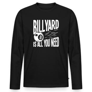 Billyard Is All You Need - Pool Lover - Men's Premium Organic Long Sleeve Shirt - black - Front - Nico (187cm)