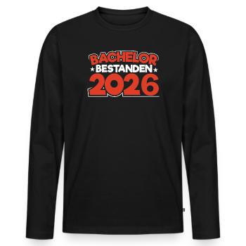 Bachelor 2026 Graduation Graduation - Men's Premium Organic Long Sleeve Shirt - black - Front - Nico (187cm)