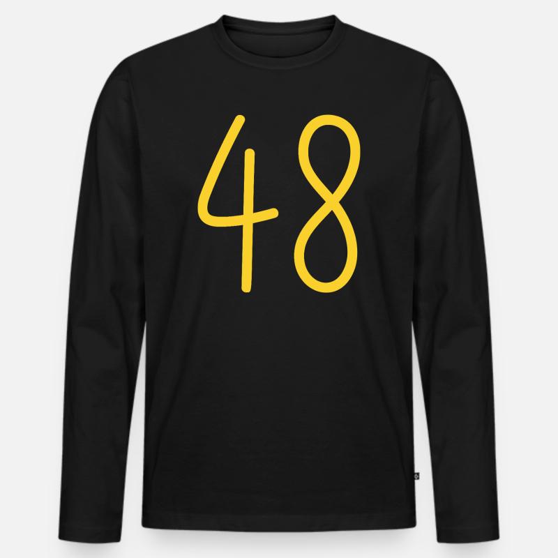 48 - Männer Premium Bio Langarmshirt - Schwarz