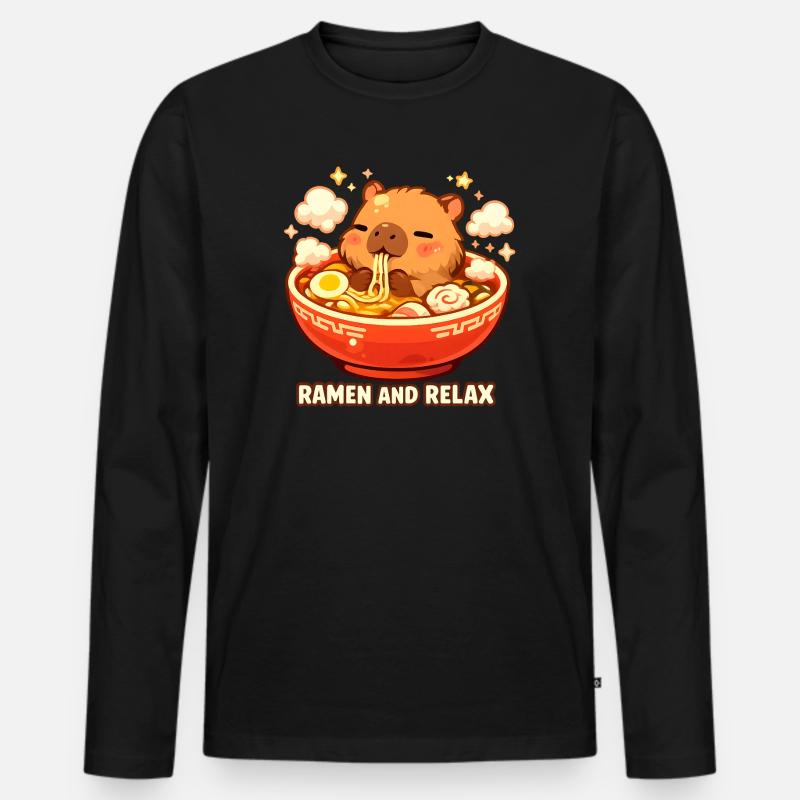 Ramen and Relax - Männer Premium Bio Langarmshirt - Schwarz