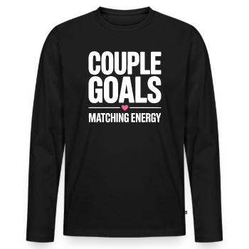 Couple Goals. Matching Energy. Romantischer Spruch - Männer Premium Bio Langarmshirt - Schwarz - Vorne - Nico (187cm)