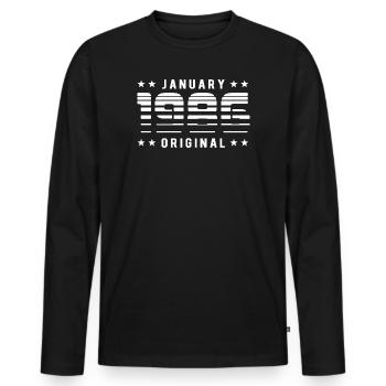January 1986 Original Retrodesign | Geburtstag - Männer Premium Bio Langarmshirt - Schwarz - Vorne - Nico (187cm)