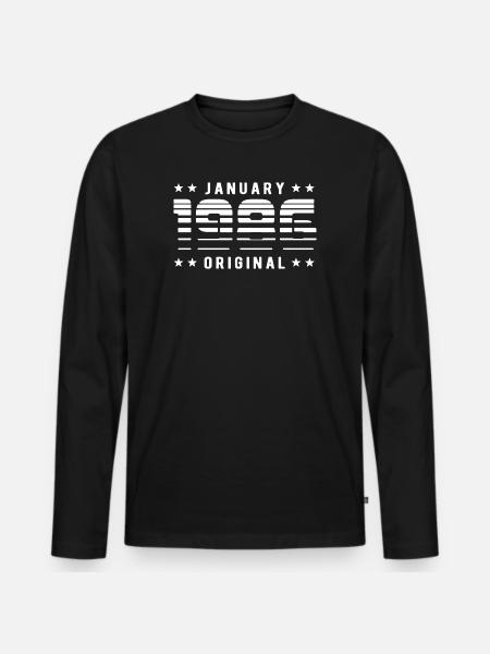 Janvier 1986 Rétrodesign original | Anniversaire - T-shirt manches longues Premium bio Homme - noir