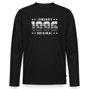 January 1996 Original Retrodesign | Geburtstag - Männer Premium Bio Langarmshirt - Schwarz - Vorne - Nico (187cm)