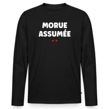 Morue Assumée - T-shirt manches longues Premium bio Homme - noir - Devant - Nico (187cm)