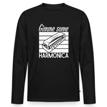 Harmonica Musican Gimme Some Harmonica - Männer Premium Bio Langarmshirt - Schwarz - Vorne - Nico (187cm)