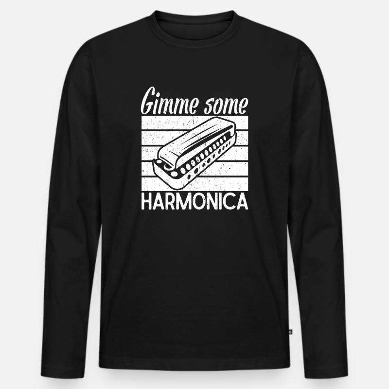 Harmonica Musican Gimme Some Harmonica - Männer Premium Bio Langarmshirt - Schwarz