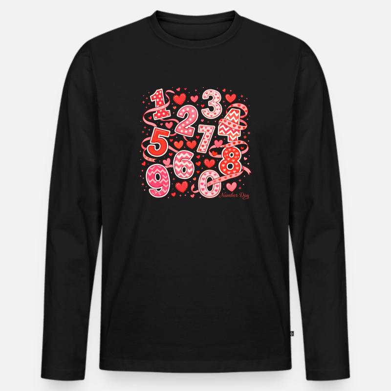 Number-Day-Herzen-Kunst - Männer Premium Bio Langarmshirt - Schwarz