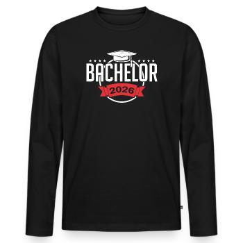 Bachelor 2026 Graduation Graduation - Men's Premium Organic Long Sleeve Shirt - black - Front - Nico (187cm)