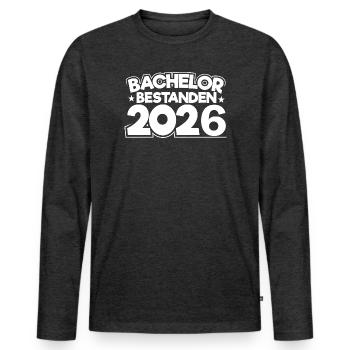 Bachelor 2026 Abschluss Promotion Sponsion - Männer Premium Bio Langarmshirt - Anthrazit meliert - Vorne - Nico (187cm)