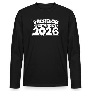 Bachelor 2026 Graduation Graduation - Men's Premium Organic Long Sleeve Shirt - black - Front - Nico (187cm)