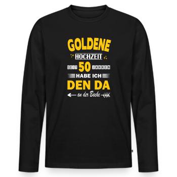50 ans Anniversaire de relation Anniversaire de mariage Or - T-shirt manches longues Premium bio Homme - noir - Devant - Nico (187cm)