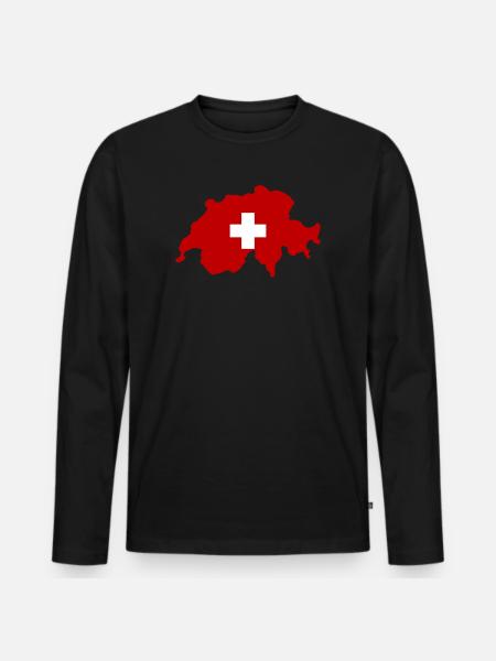Schweiz Flagge Land Symbol - Männer Premium Bio Langarmshirt - Schwarz