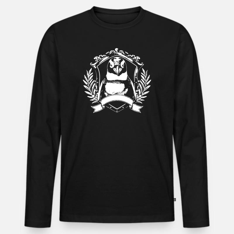 Pinguin Wappen Crest - Männer Premium Bio Langarmshirt - Schwarz